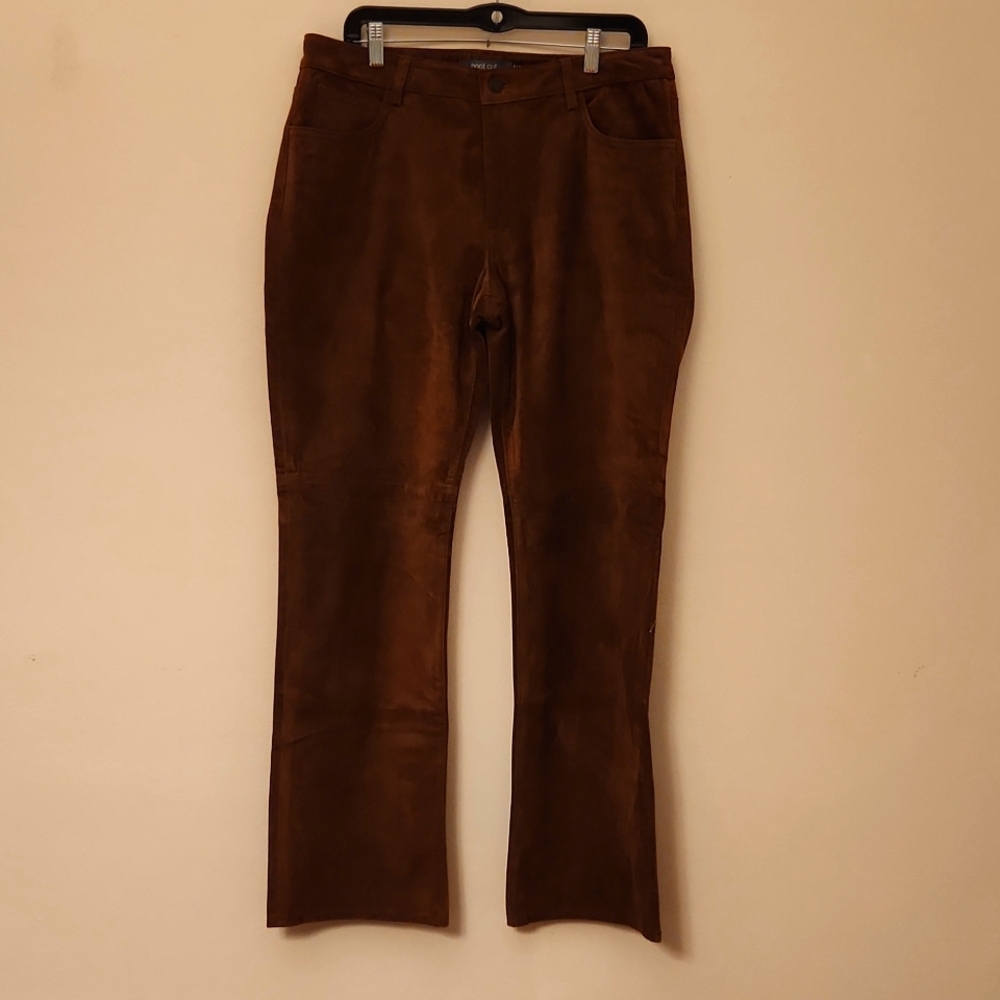 Gap brown suede leather boot cut pants